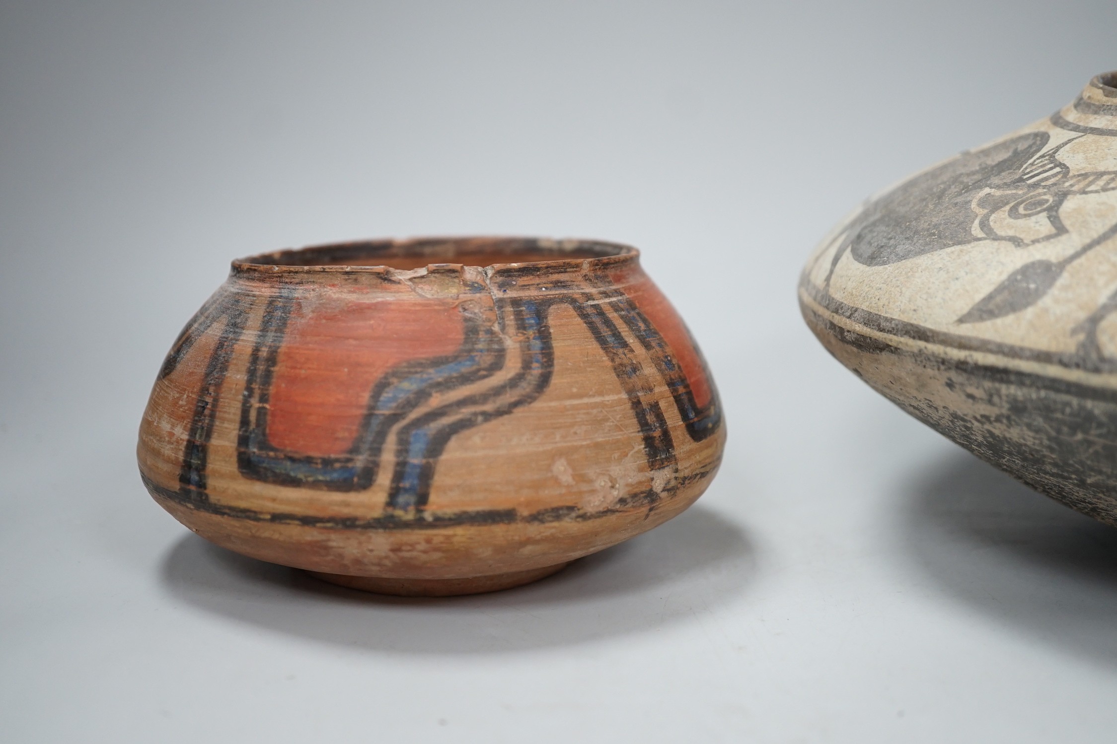 Two Pre-Columbian pigment painted bowls. Tallest 11cm - Image 4 of 7
