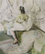 Erlund (Eleanor) Hudson (b.1912), watercolour, Ballerina in a dressing room, signed in pencil, 38