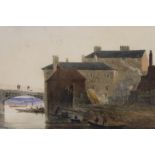 English School c.1840, watercolour, View of Eton Bridge, Colnaghi label verso, 15 x 23cm
