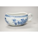 An 18th century Chinese Export blue and white bordalou. 22cm wide