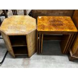 A nest of three Art Deco rectangular walnut tea tables, width 53cm, depth 38cm, height 54cm together