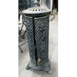 A late 19th century French enamelled conservatory heater, height 76cm