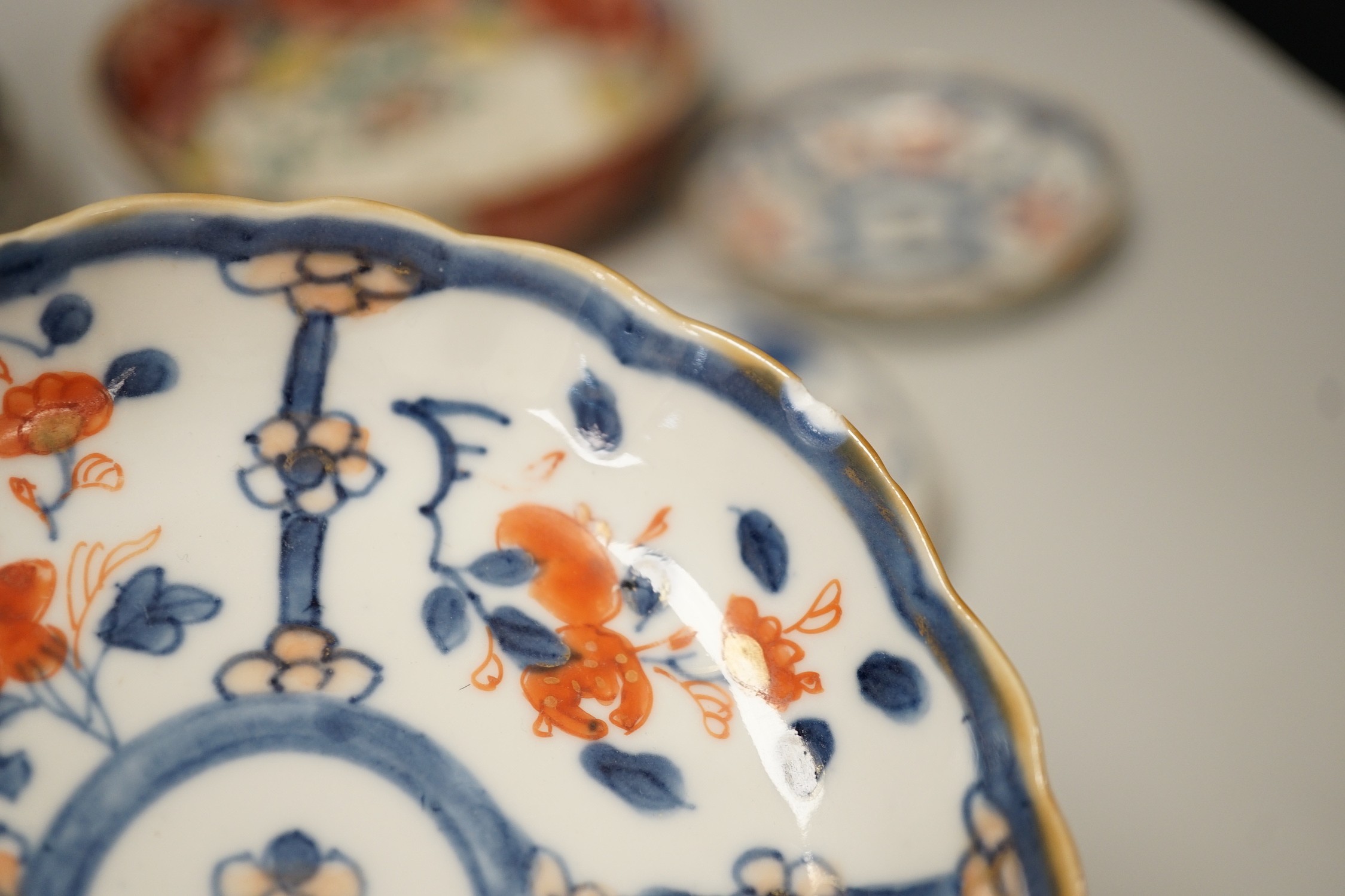 A Chinese famille rose bottle vase, 17cm tall, together with a group of oriental porcelain - Image 6 of 11