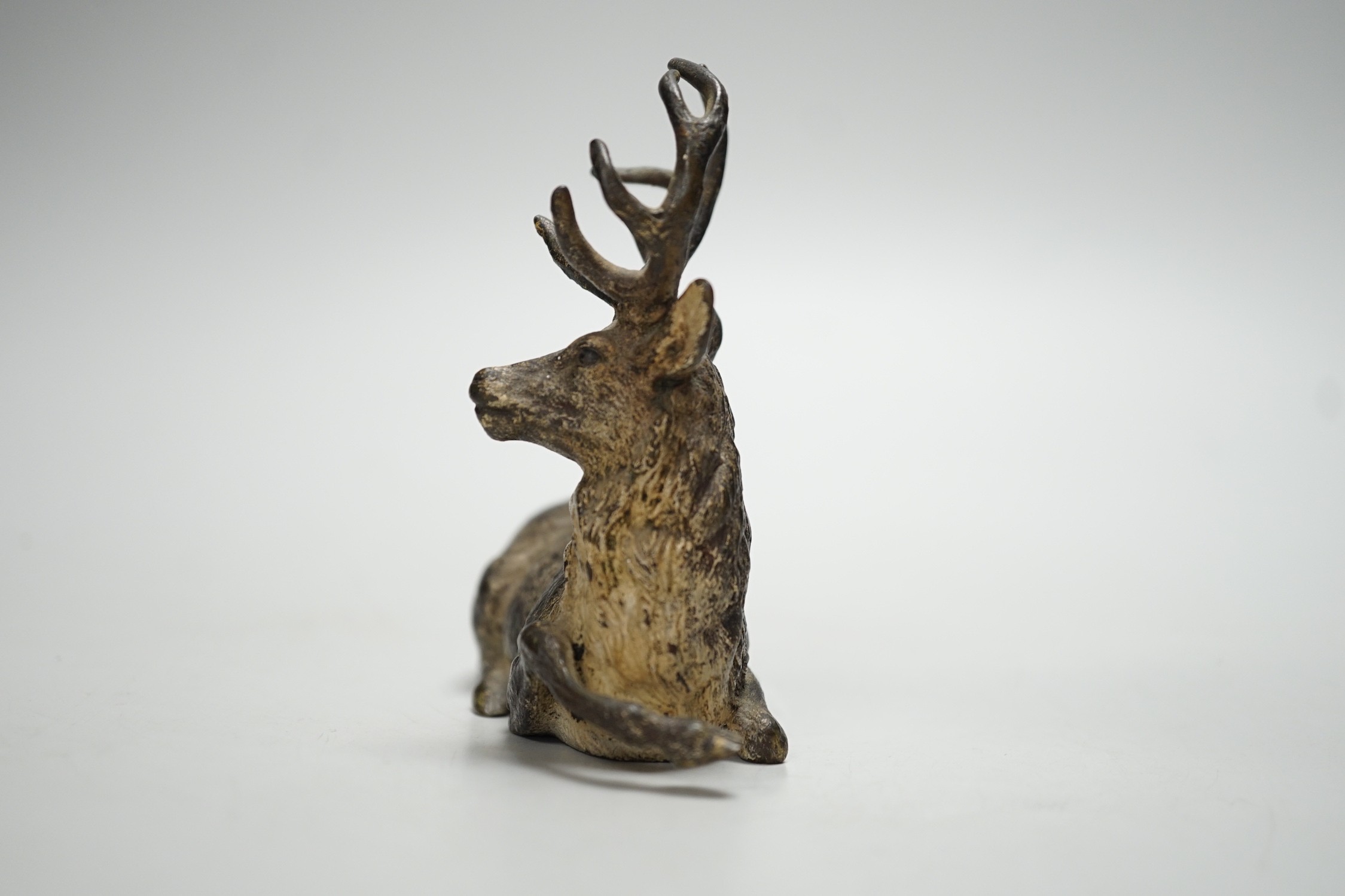 A Viennese cold-painted bronze model of a deer. 11cm wide - Image 2 of 4