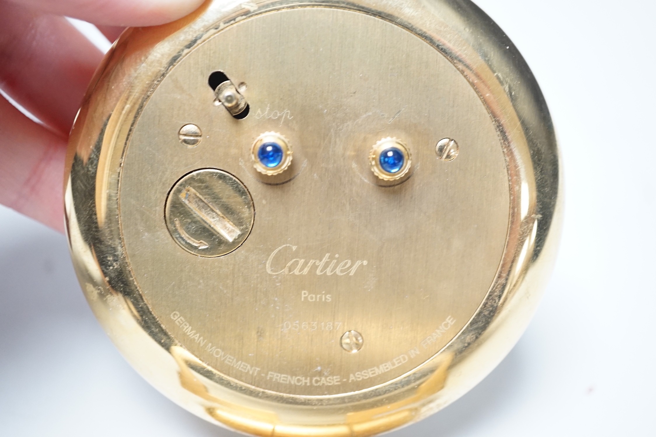 Cartier travelling alarm timepiece in case, serial number 0563187 - Image 3 of 3