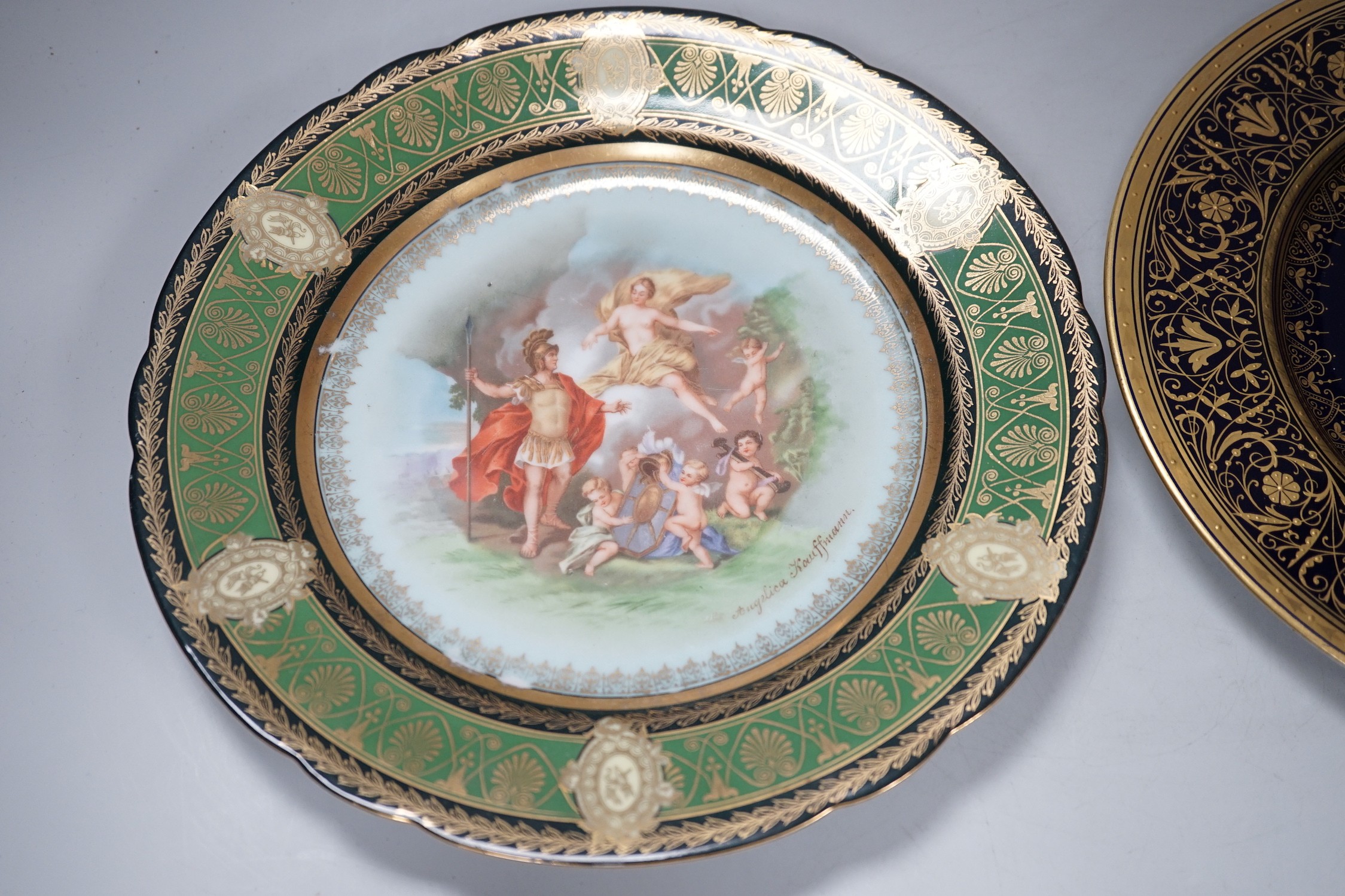 A Vienna style painted portrait plate, and another Vienna style plate both signed, largest 25cm - Image 2 of 6