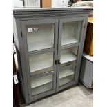 A Victorian style painted glazed two door wall cabinet, width 86cm, depth 26cm, height 107cm