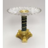 An Empire style ormolu and press moulded glass ‘sunflower’ comport. 26cm tall