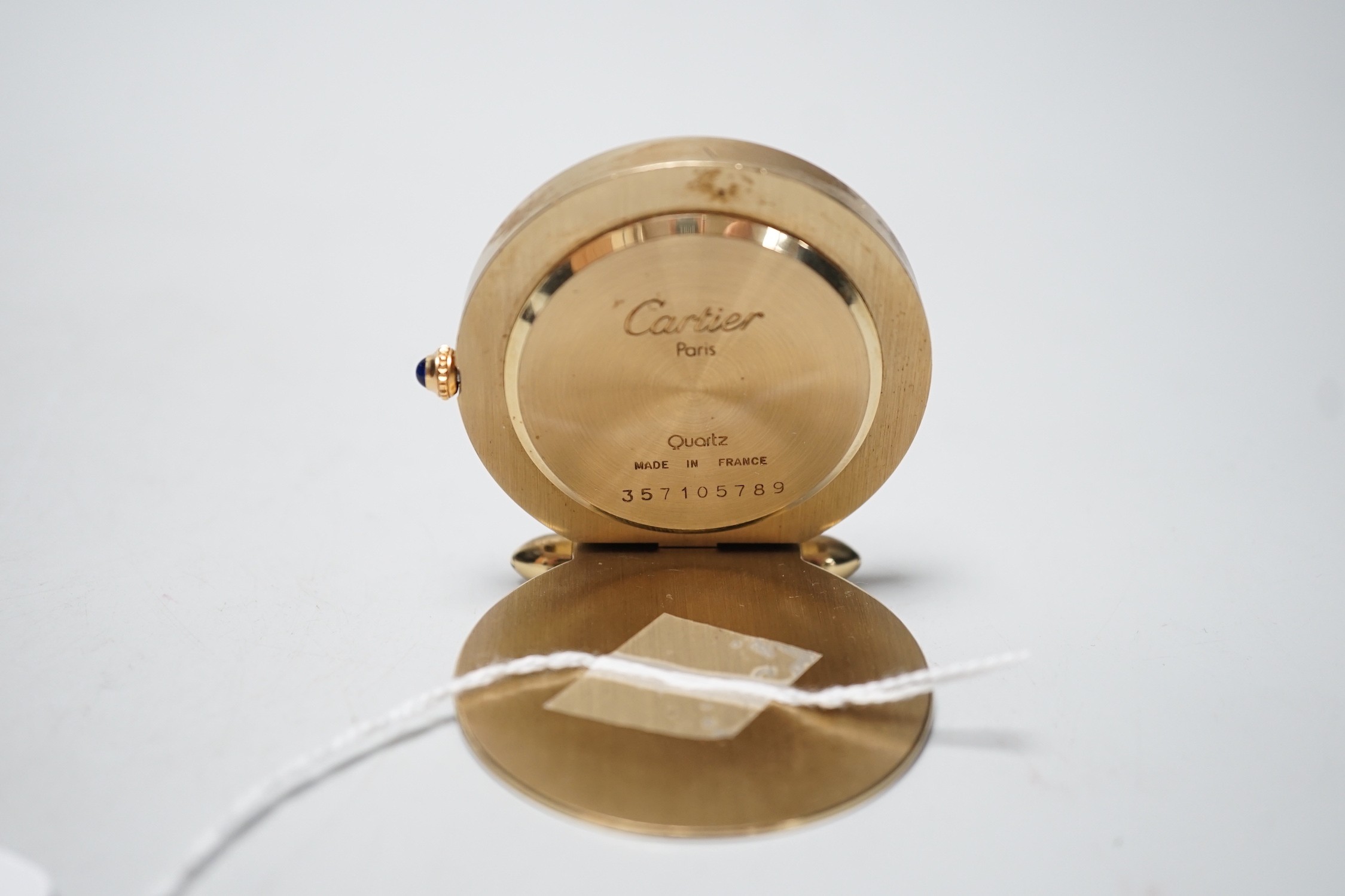 A Cartier travelling alarm timepiece, serial number 357105789 - Image 3 of 3