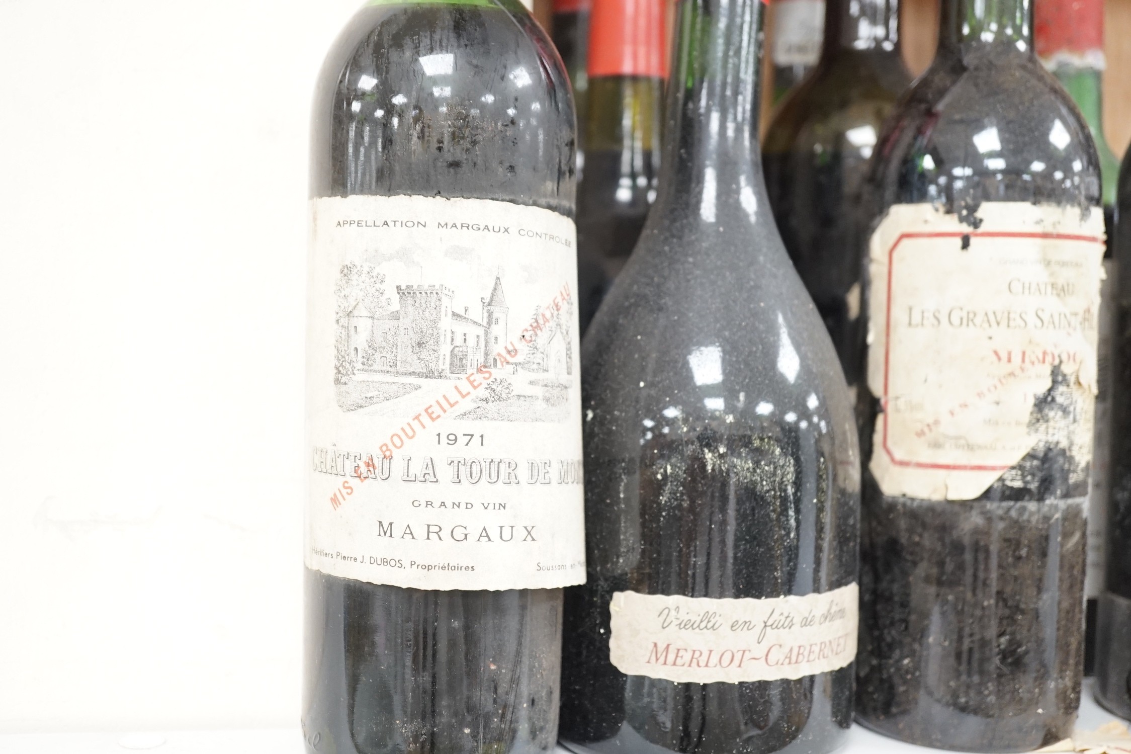 10 bottles of Claret to include Chateau La Tour Margaux 1971, Les Terrasses Occitanes Fitou 2003, - Image 3 of 3