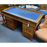 A Victorian mahogany pedestal desk, length 187cm, depth 60cm, height 80cm