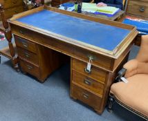 A Victorian mahogany pedestal desk, length 187cm, depth 60cm, height 80cm