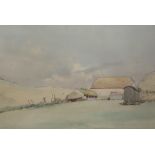 Frank Galsworthy (1863-1959), ink and watercolour, Farm on the South Downs, signed and dated 1933,