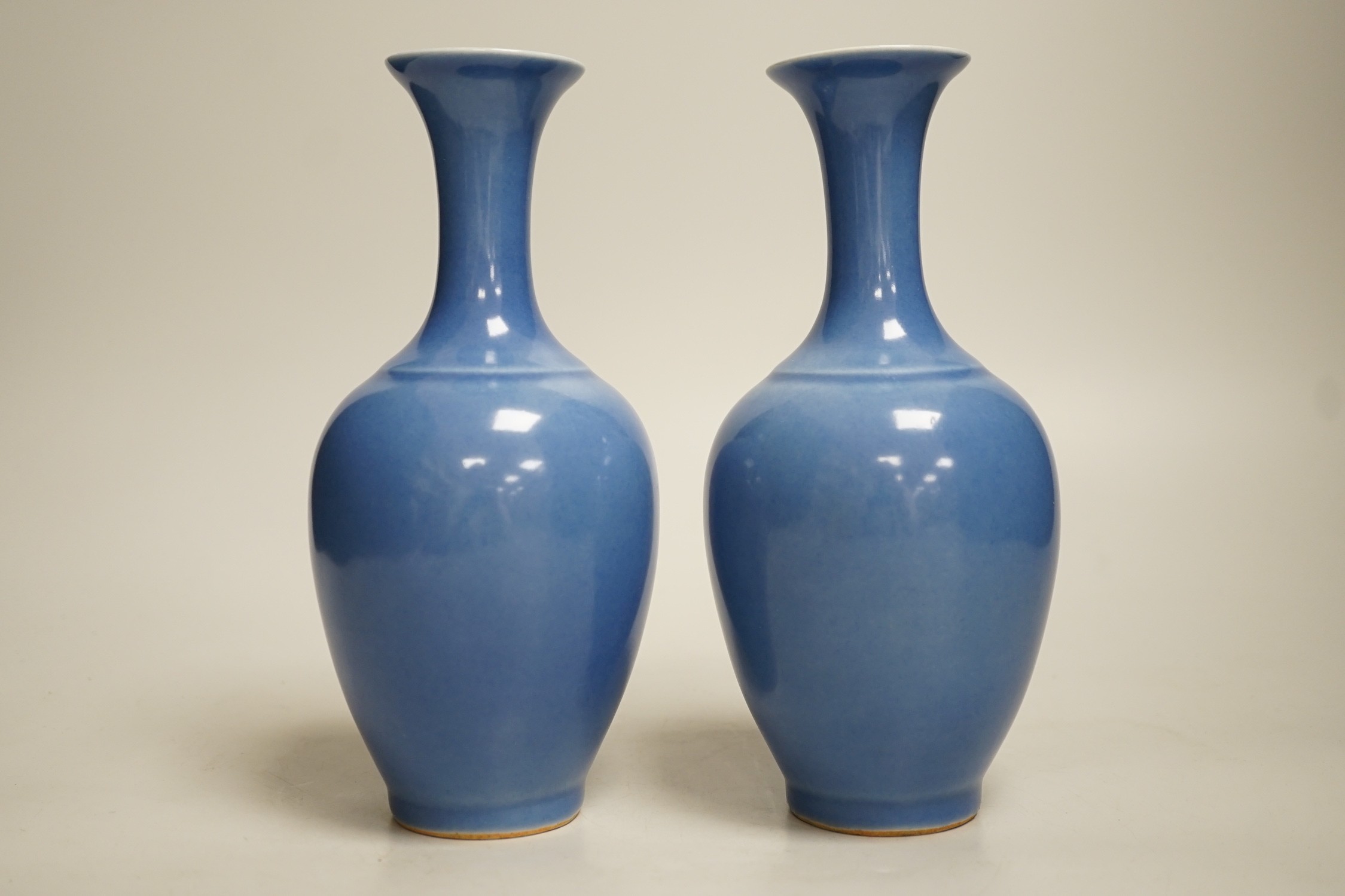 A pair of Chinese blue glazed vases, 21cm - Image 2 of 4