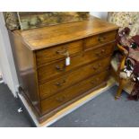 A George III banded oak chest of two short and three long drawers, width 99cm, depth 56cm, height