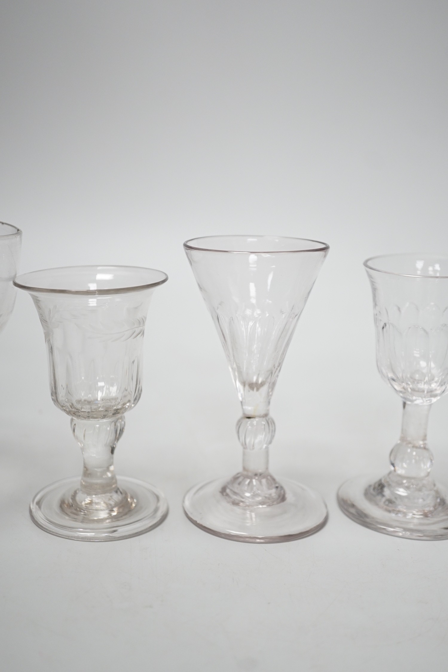 A small Georgian glass rummer and five cordials. Tallest 12cm - Image 3 of 5