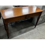 A Victorian mahogany console table, fitted end drawer, width 120cm, depth 43cm, height 77cm