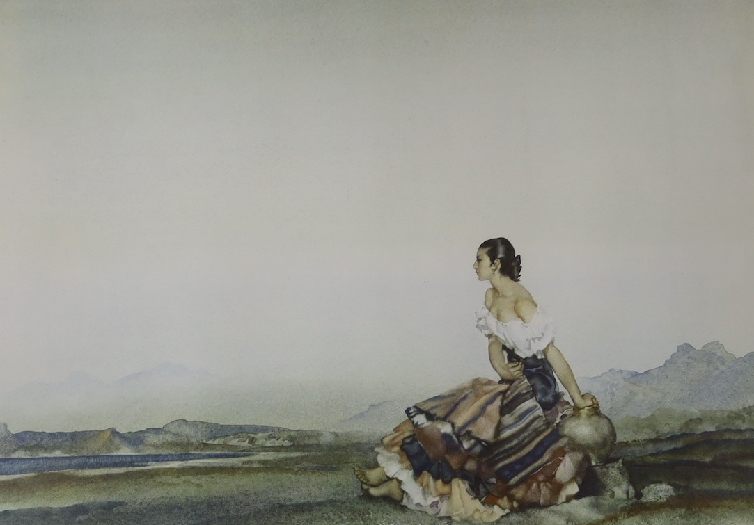 Sir William Russell Flint, colour print, Seated woman, signed in pencil, 43 x 56cm