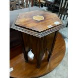 A Liberty style Moorish hexagonal hardwood occasional table, width 45cm, height 54cm