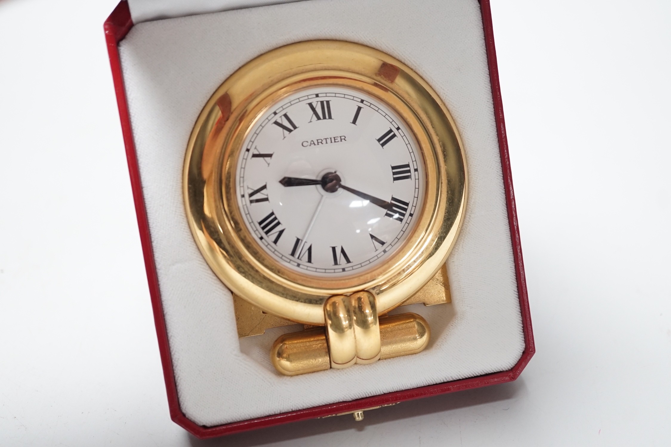 Cartier travelling alarm timepiece in case, serial number 0563187 - Image 2 of 3