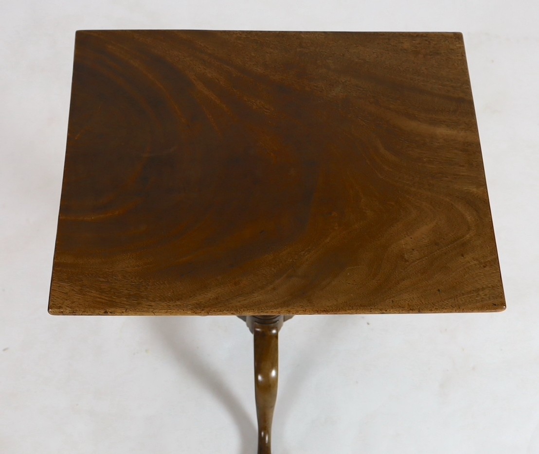 A George III mahogany tripod table, with tilting rectangular top, on spiral fluted baluster stem - Image 2 of 5