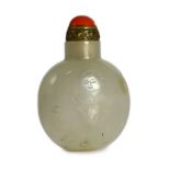 A Chinese agate ‘boys’ snuff bottle, 19th century of compressed globular form, each side engraved