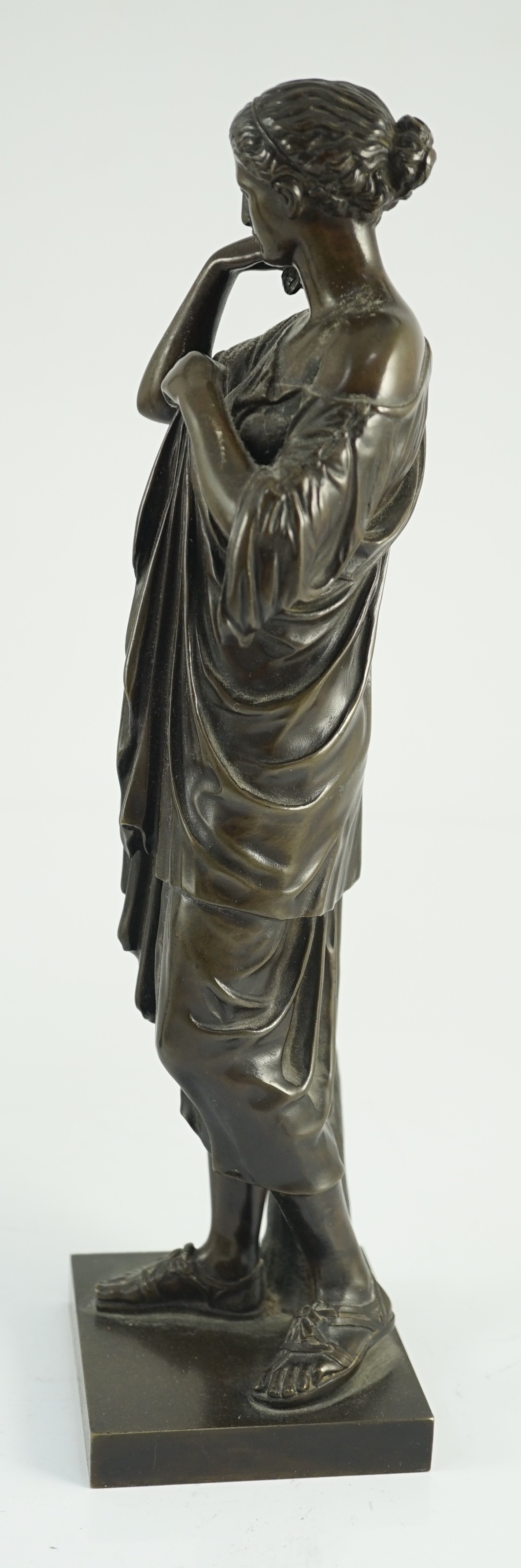 After the antique, a French Reduction Sauvage bronze figure of 'Diana de Gabies', on square - Image 6 of 7