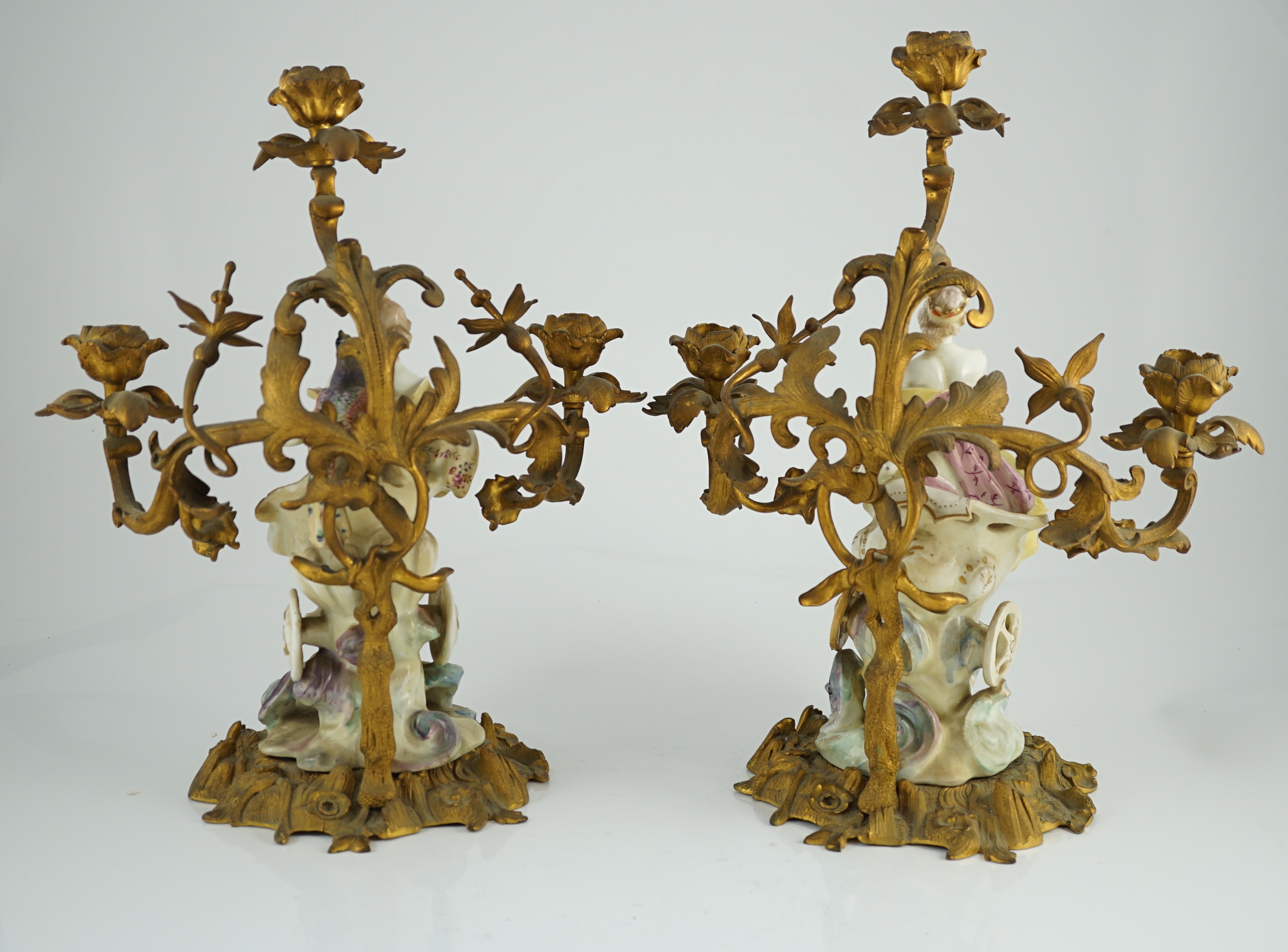 A pair of large Derby porcelain and ormolu mounted ‘Juno and Jupiter’ figural candelabra, the - Image 8 of 9