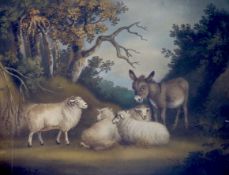 Benjamin Zobel (British, 1762-1831) Sheep and a donkey in a wooded landscapesand picturesigned44 x