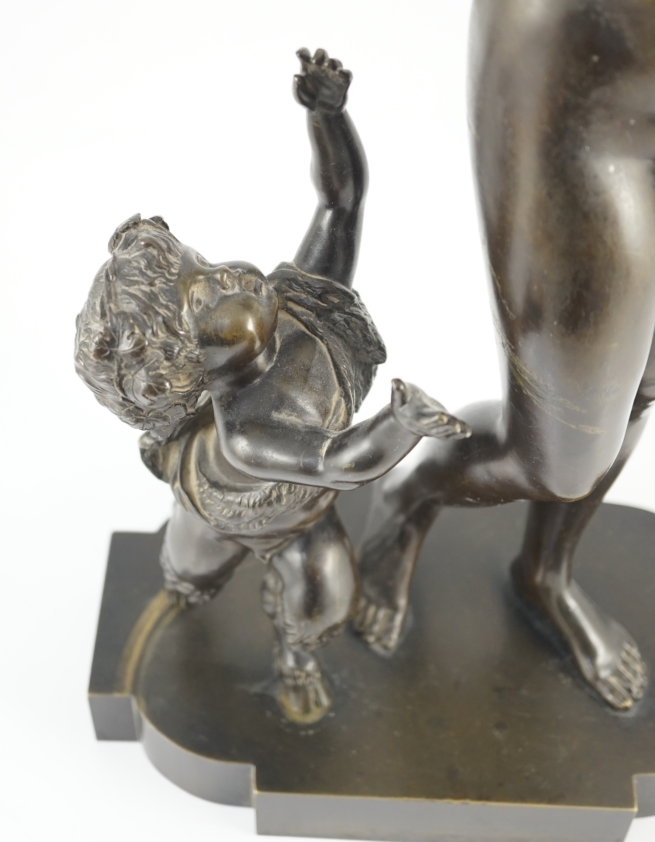 A 19th century French bronze group of a muse dancing alongside a faun, 24cm wide, 52cm high*** - Image 2 of 6