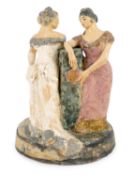 § § Quentin Bell (1910-1996). A studio pottery group of two women in ballgowns, painted in