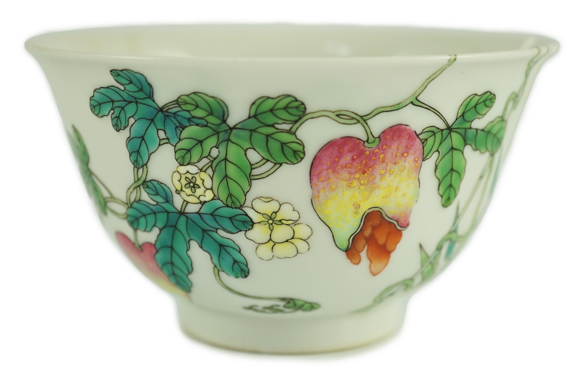 A Chinese famille rose bowl, Jiaqing seal mark and of the period (1796-1820), painted with