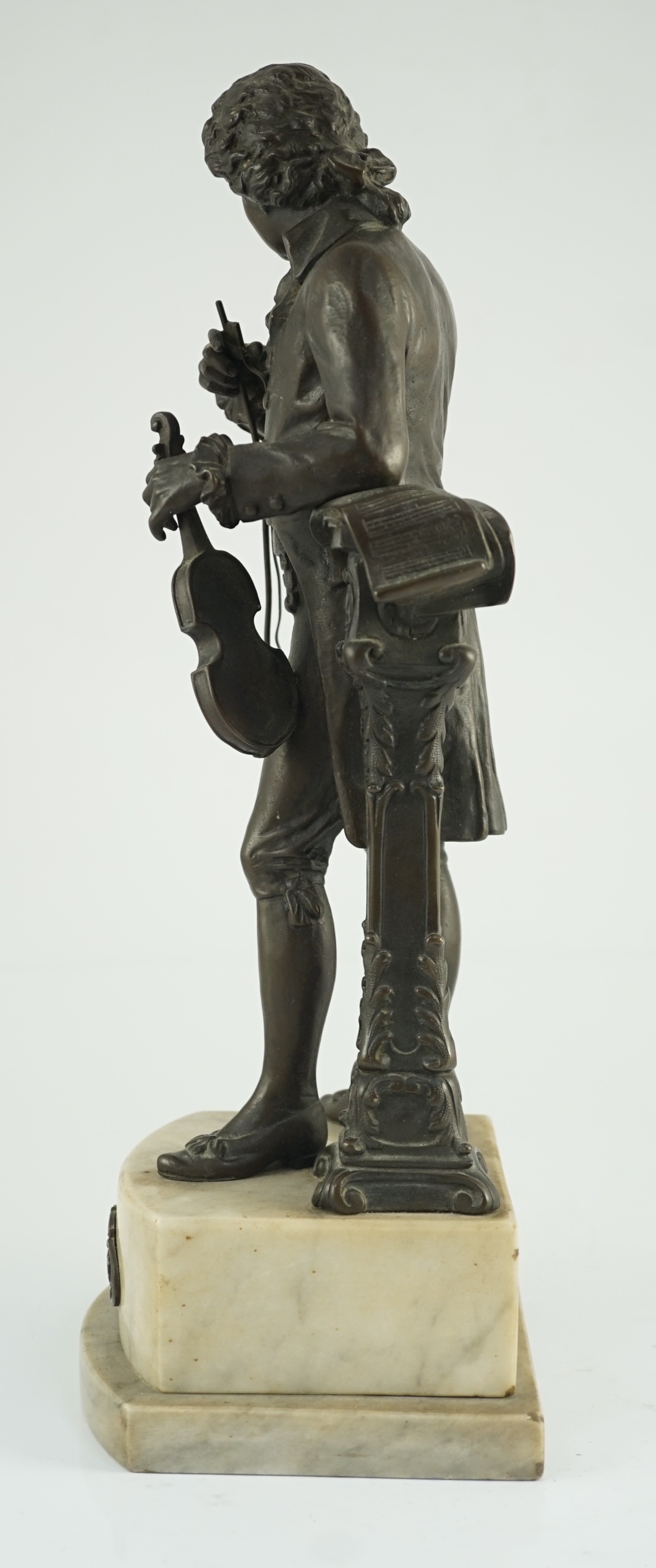 Carl Brose (German, 1880-). An early 20th century bronze figure of Mozart holding a violin, signed - Image 8 of 8