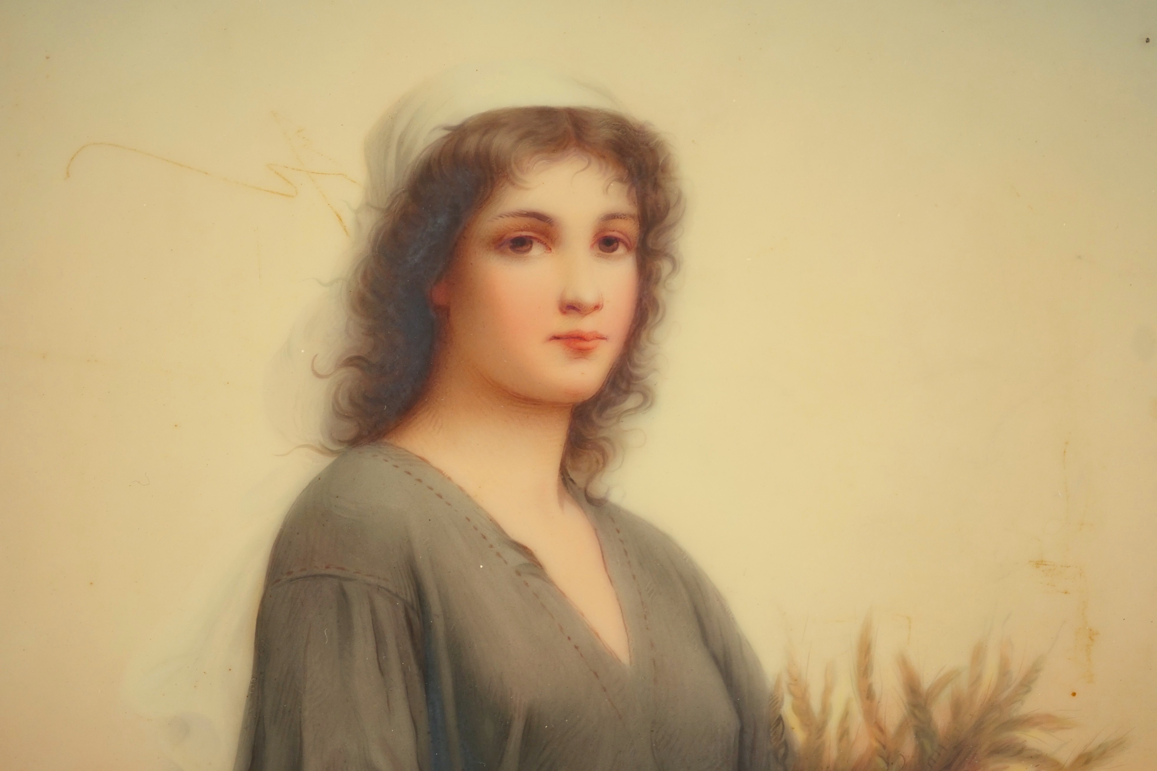 A Continental porcelain plaque, 'Ruth' after Charles Landelle, c.1900, impressed number to - Image 3 of 6