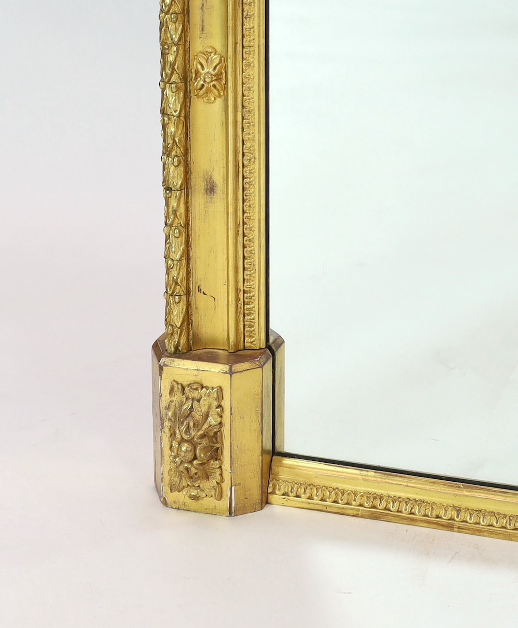 A Victorian giltwood and gesso overmantel mirror, of ornate arched form with foliate scroll and - Image 3 of 5