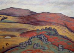§ § Bryan Senior (British, b.1935) 'Grey day, Bone Hill, Dartmoor, 1973'oil on canvassigned and