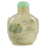 A Chinese inside painted agate ‘landscape’ snuff bottle, signed Liu Shouben, c.1965-70, painted by