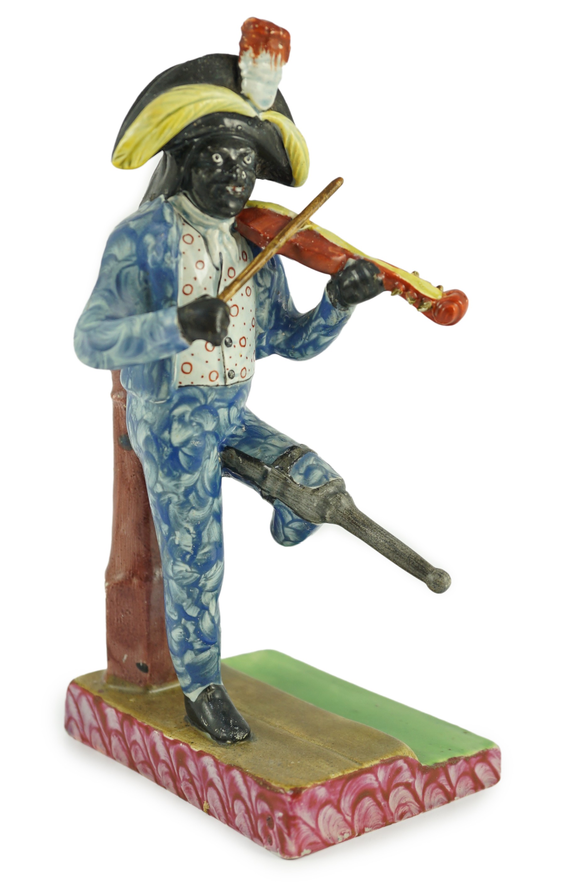An Enoch Wood pearlware figure of Billy Waters, c.1820, modelled as the famous ex slave and London