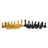 A Jaques & Son Staunton pattern ebony and boxwood chess set, in original box, Kings 9.5cm***