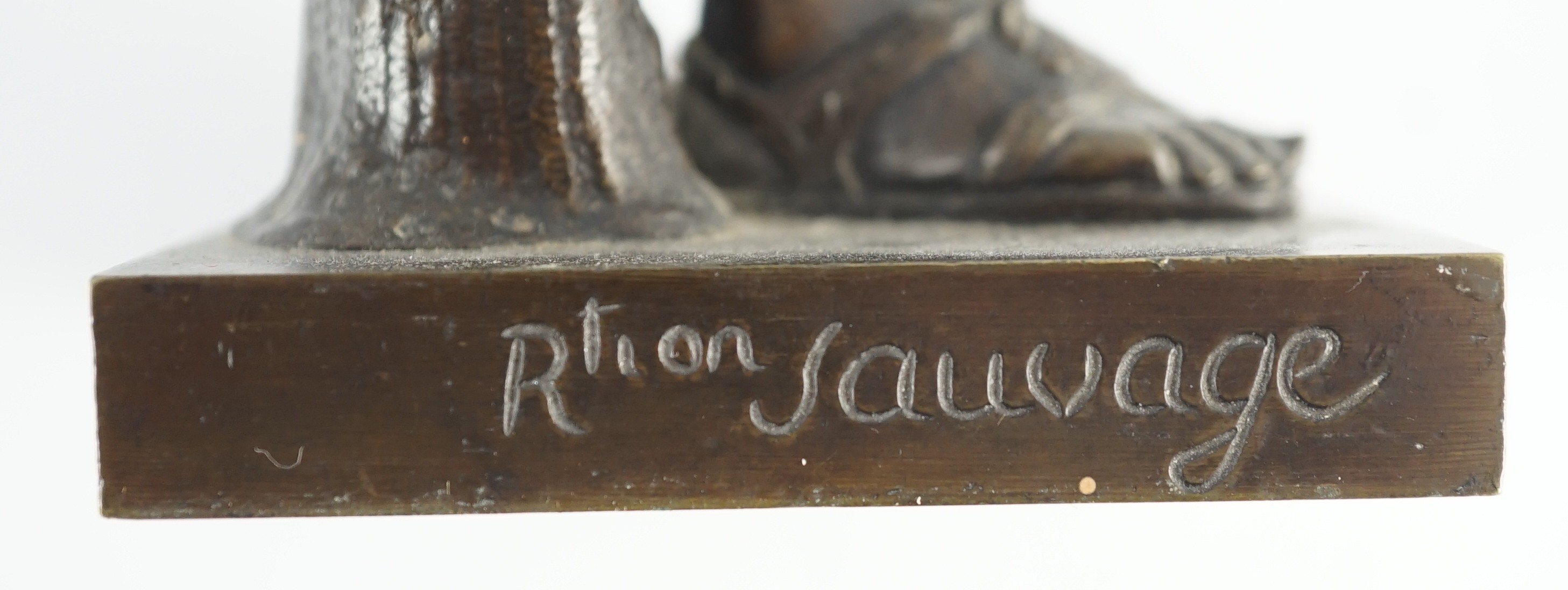 After the antique, a French Reduction Sauvage bronze figure of 'Diana de Gabies', on square - Image 7 of 7