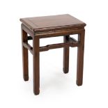 A Chinese huanghuali and hongmu stool, 18th/19th century, the panelled rectangular top above a