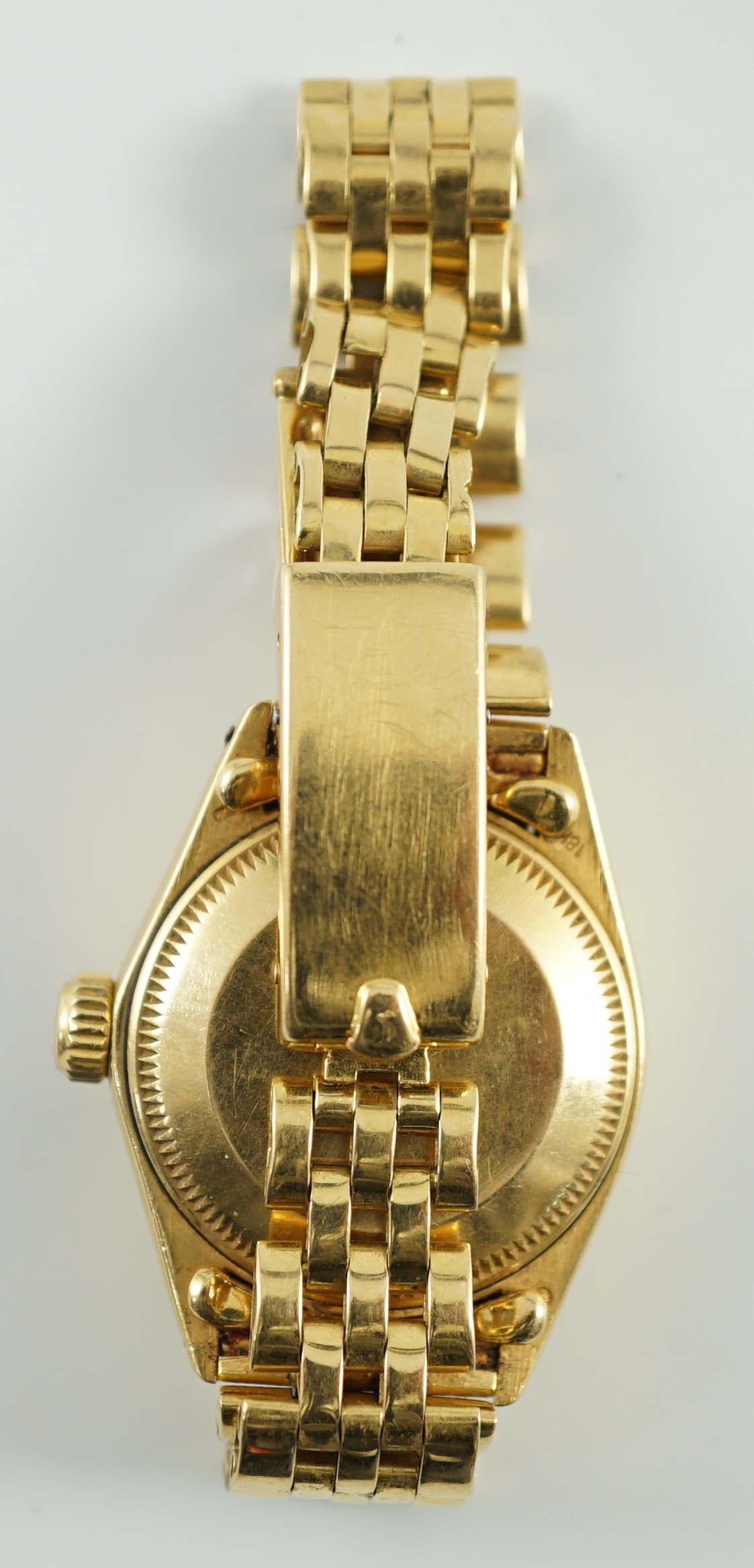 A lady's early 1980's 18ct gold Rolex Oyster Perpetual Datejust wrist watch, on 18ct gold Rolex - Image 2 of 3