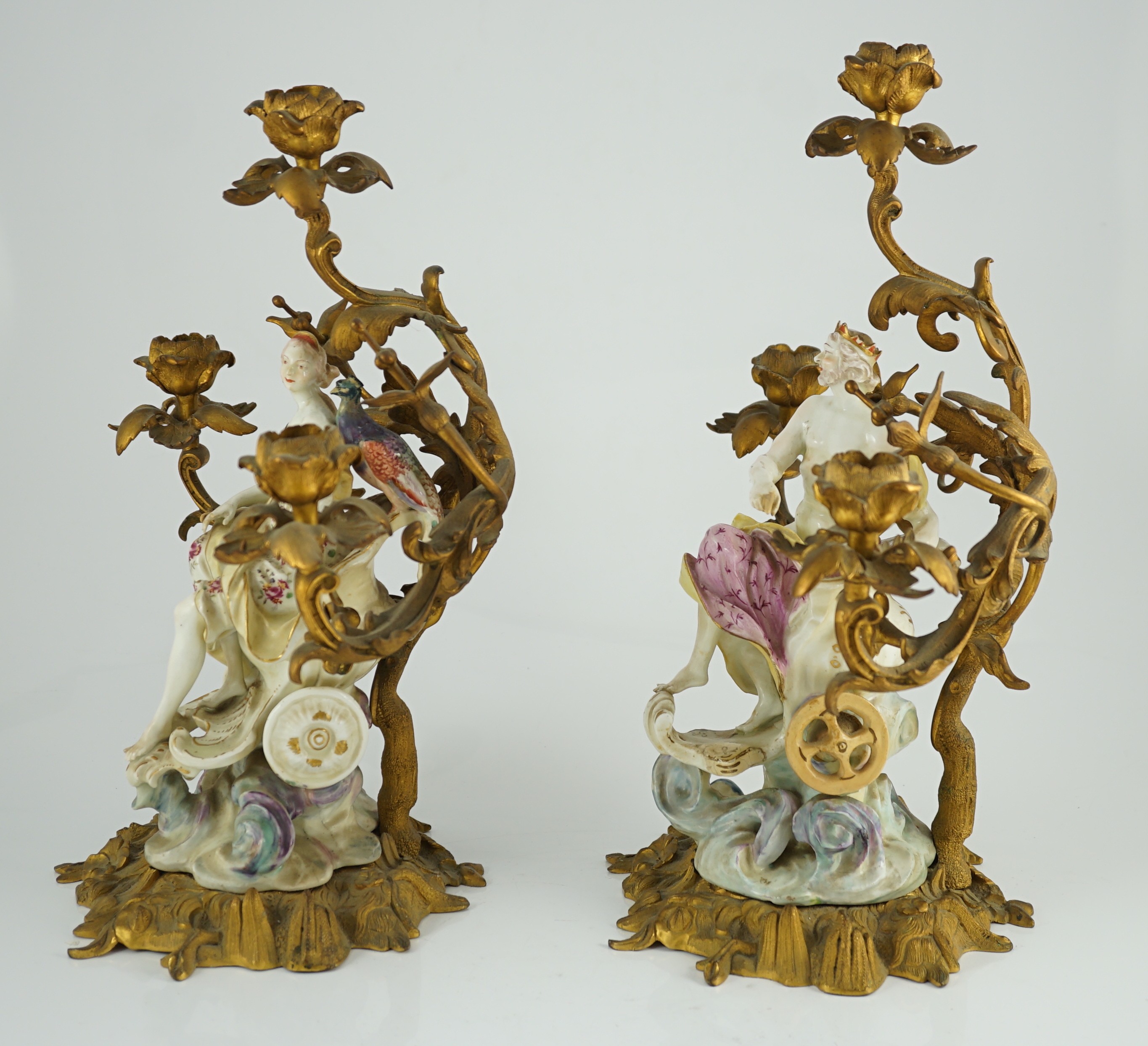 A pair of large Derby porcelain and ormolu mounted ‘Juno and Jupiter’ figural candelabra, the - Image 5 of 9