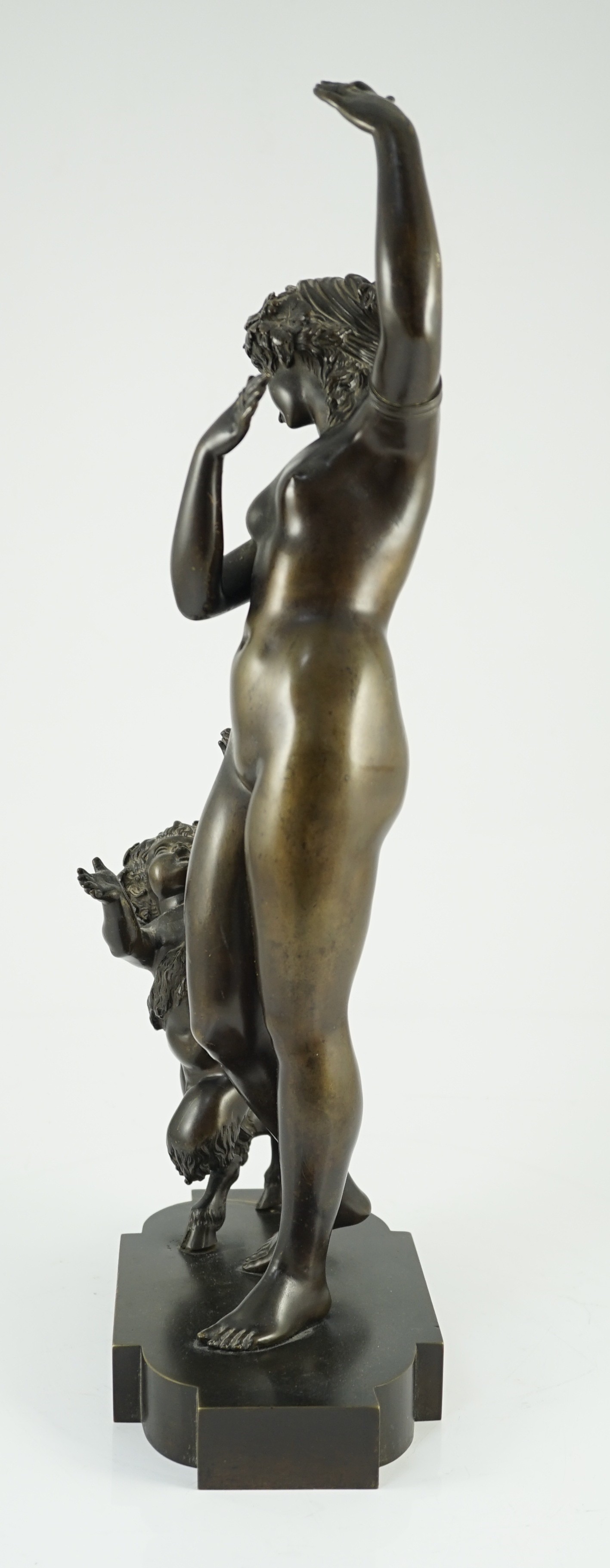 A 19th century French bronze group of a muse dancing alongside a faun, 24cm wide, 52cm high*** - Image 6 of 6