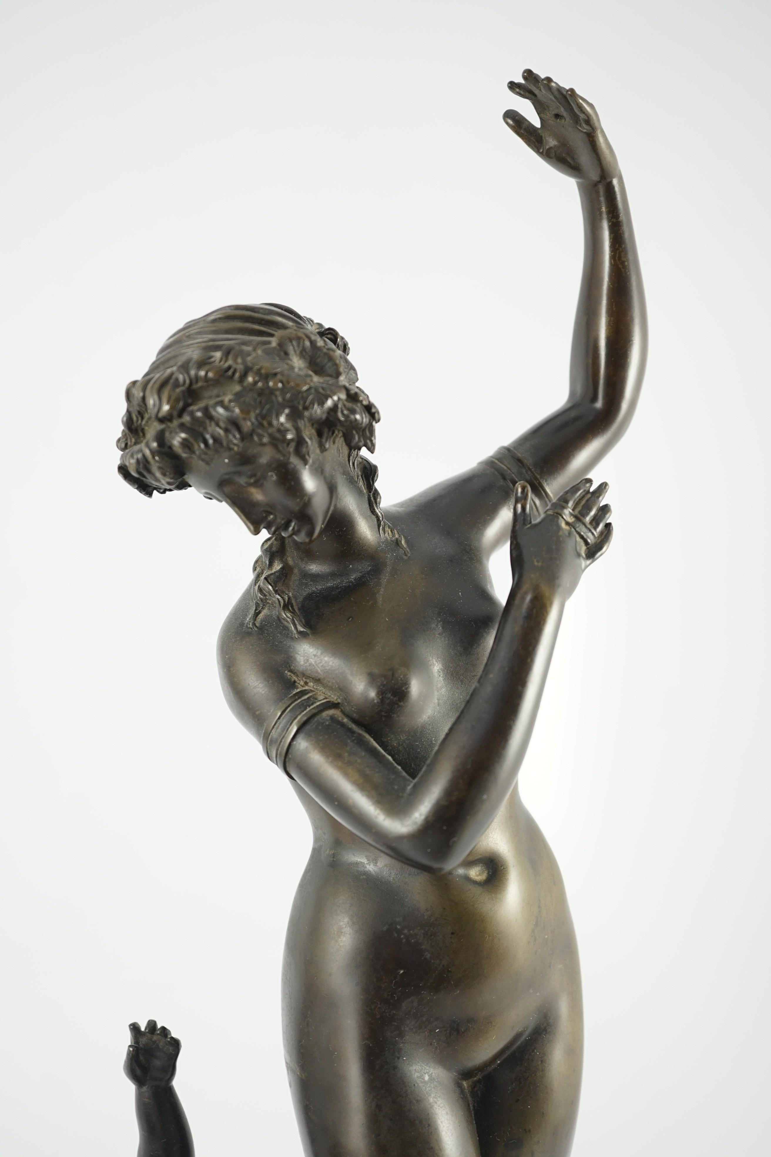 A 19th century French bronze group of a muse dancing alongside a faun, 24cm wide, 52cm high*** - Image 3 of 6