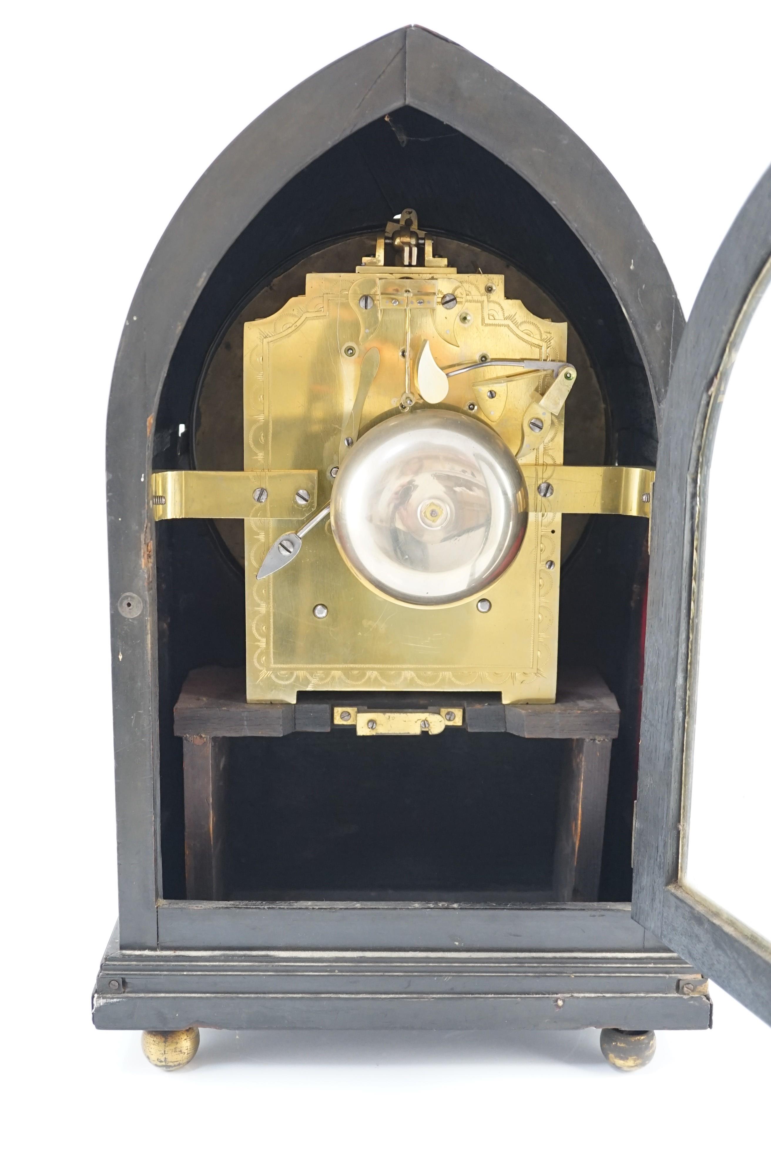 Ellicott & Taylor, Royal Exchange. A Regency lancet shaped ebonised bracket clock, with enamelled - Image 4 of 5
