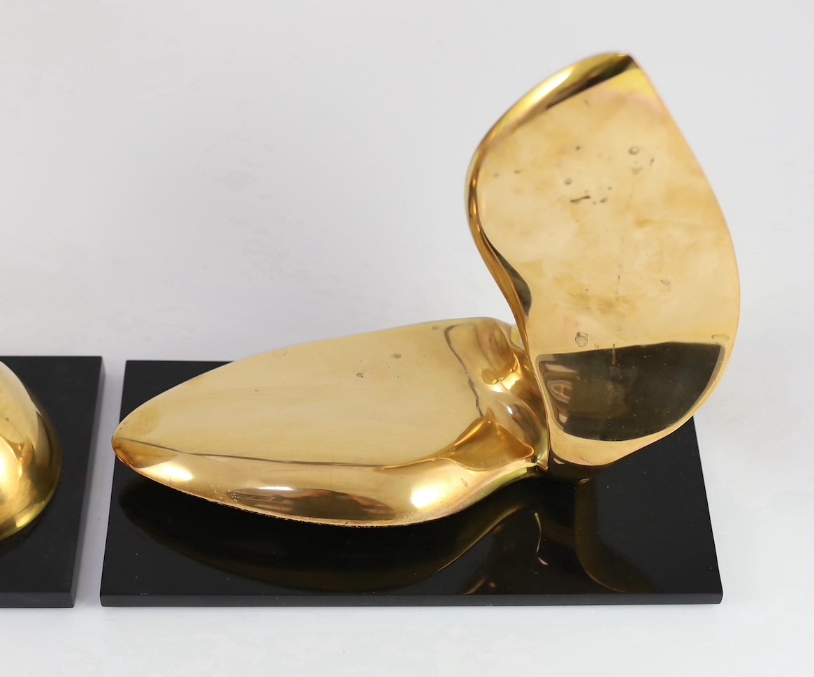 Jack Zajac (American, b.1929). A pair of bronze abstract sculptures, on ebonised plinths, one signed - Image 3 of 5