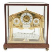 A Devon Clocks lacquered and silvered brass Congreve timepiece, in glazed mahogany case, with