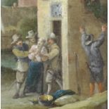 Circle of David Teniers the Younger (Flemish, 1610-1690) ‘’The Arrest’’oil on canvas11 x 10.5cm,