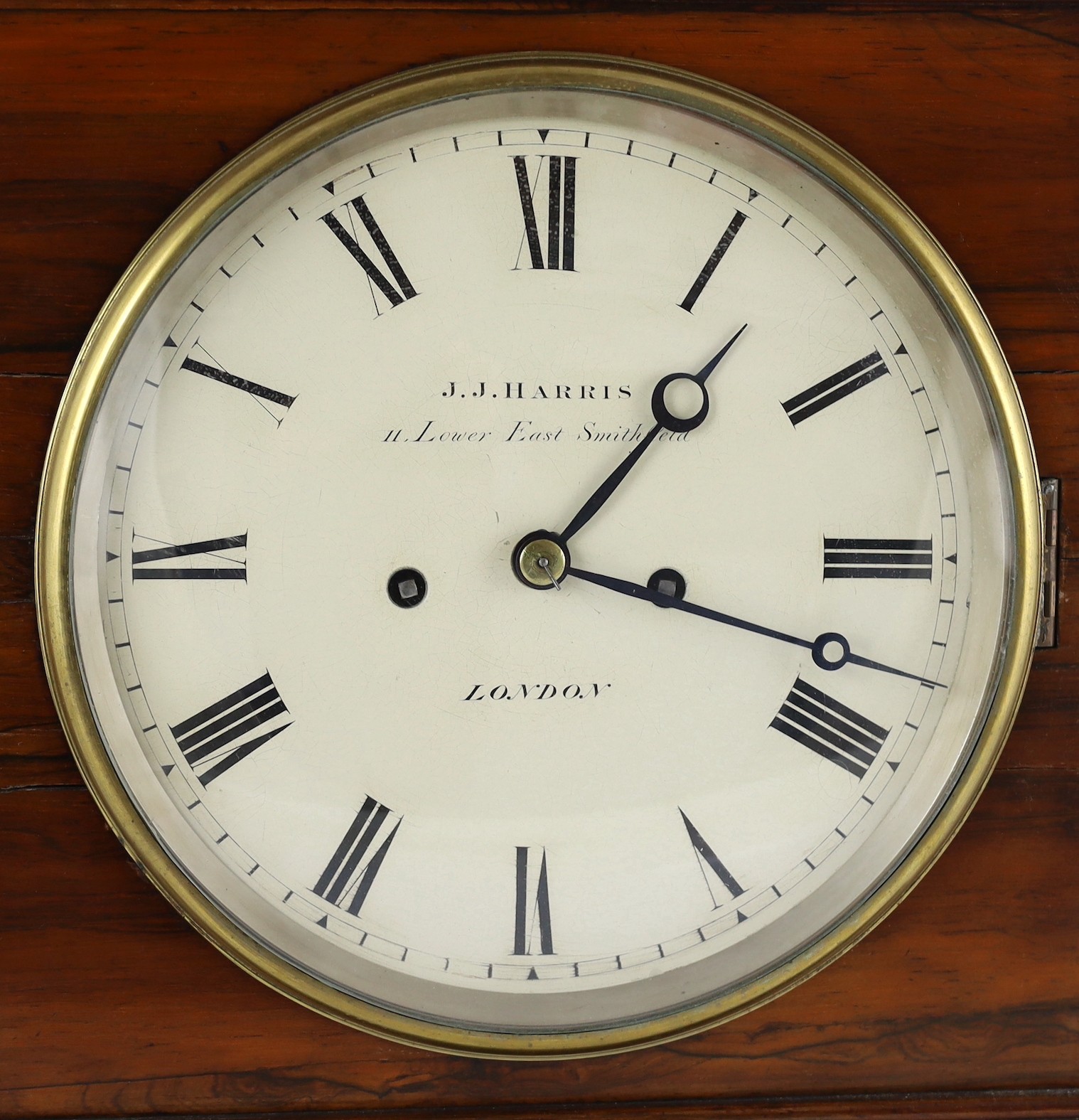 J.J. Harris of London. A Victorian rosewood hour repeating bracket clock, in plain architectural - Image 3 of 5